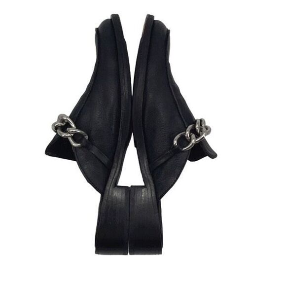 Free People Womens Leather Chain‎ Slip-On Vida Mule Loafers Black Size 37.5 - Picture 7 of 11